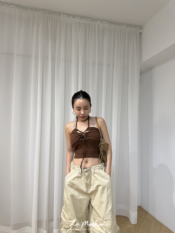 繞頸簍空綁帶背心(正反穿)